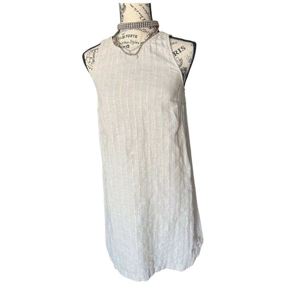 Loft Tan Linen Dress Short Casual peep hole Dress 0 small